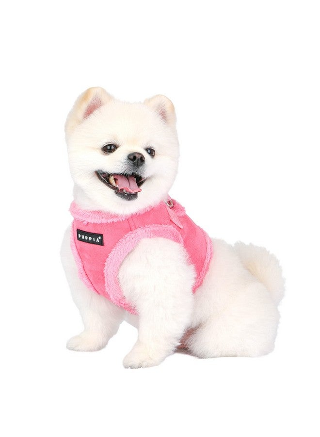 Puppia Terry Vest Dog Harness Step-in Winter Suede Warm No Choke No Pull Training Walking for Small and Medium Dog, Pink, Large - Image 4