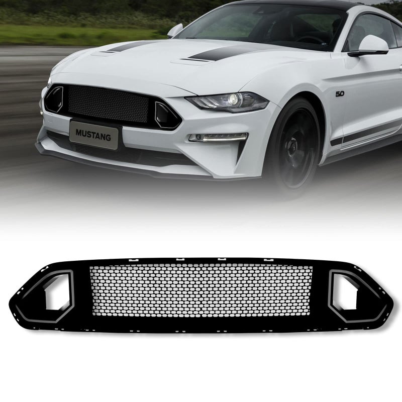 LitMiRaCle Grilles  Grille Guards  Mesh Front Bumper Upper Hood Grille Grill Compatible with 1823 Mustang GT EcoBoostBlack
