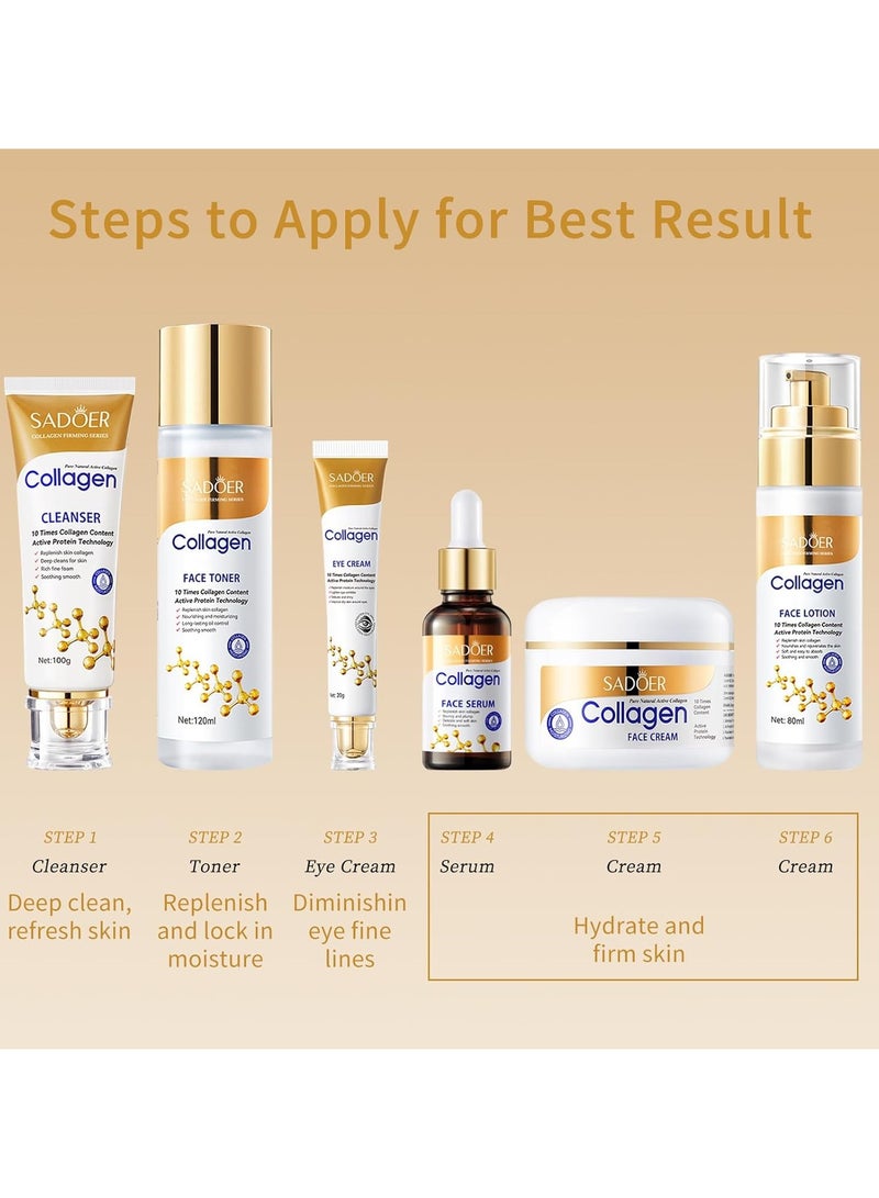 SADOER SADOER Complete Anti-Wrinkle Collagen Skin Care Set - Body Lotion, Eye Cream, Face Cream, Foundation, Hand Cream, Cleanser, Toner, Moisturizer, Gel - Image 4