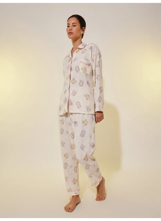 تايك تو Take Two Bear Print Long Sleeve Shirt and Pyjama Set
