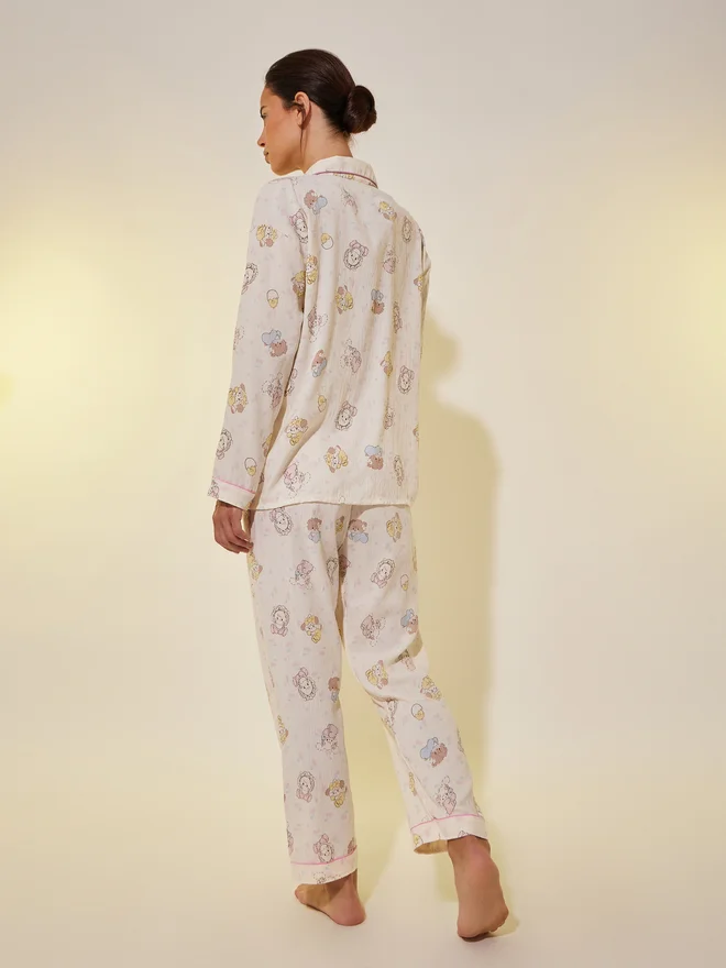 Take Two Take Two Bear Print Long Sleeve Shirt and Pyjama Set
