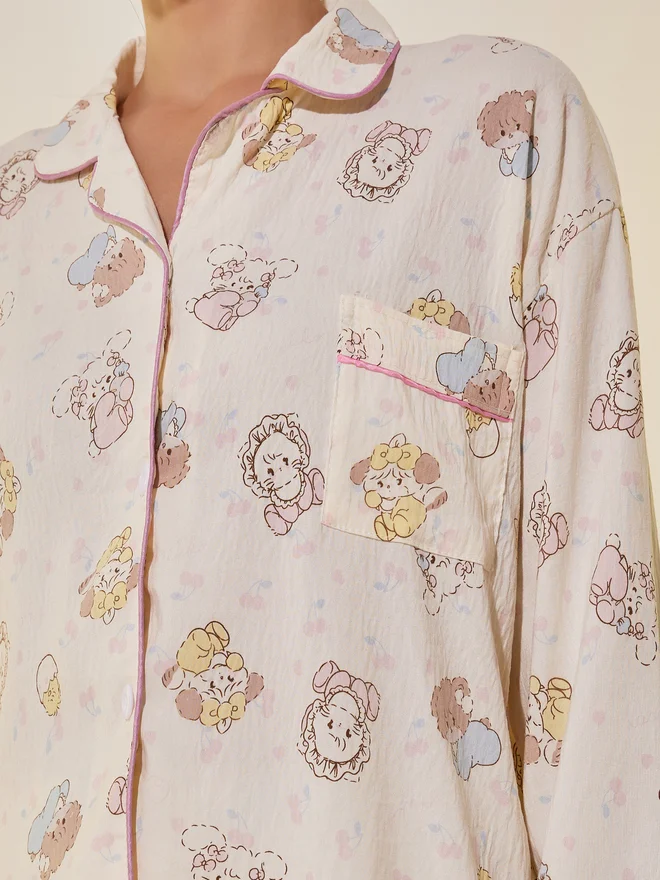 Take Two Take Two Bear Print Long Sleeve Shirt and Pyjama Set