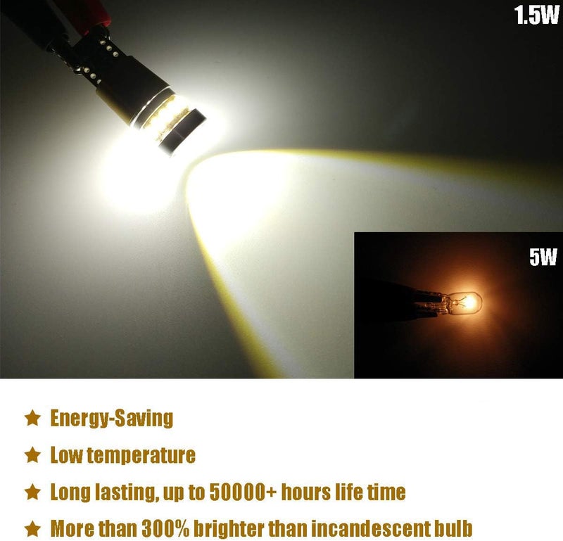 KISLED 12-24V Super Bright 194 912 921 168 175 2825 W5W T10 LED Bulbs with Projectors for Side Marker Cargo High Mount 3rd Brake Lights, Xenon White - Image 3