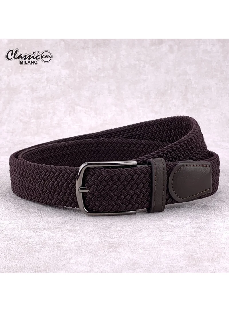 Classic Milano Braided Cotton Elastic Stretch Belt for Men & Women, Woven Canvas Web Belt with Gift Box, Adjustable Men's Belt | Full Length: 110CM (Free Size - Fits up to the waist of 40 Inches / 100 CM)