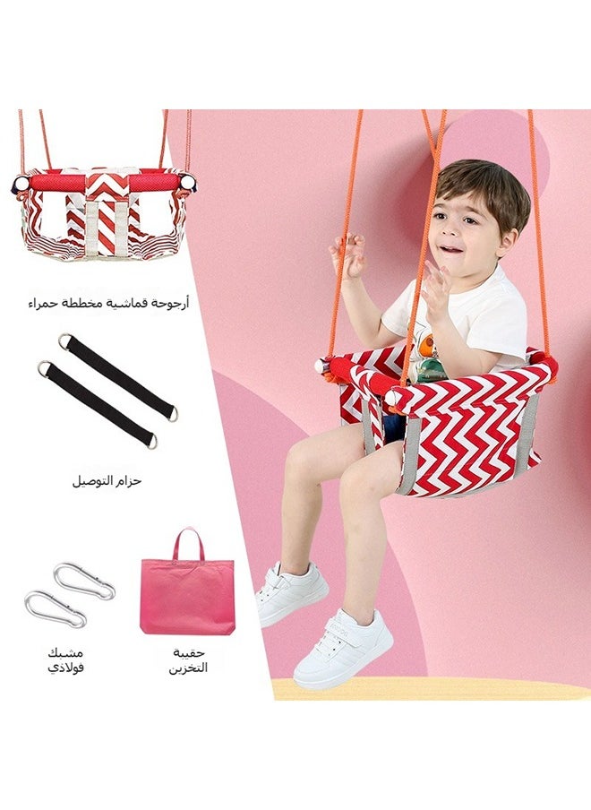 XiuWoo Toddler Baby Swing Seat with Heavy Duty Rope Play Secure Kids Swing Set, Secure Soft Canvas with Seat Belt for 6 Months -14 Years Old 