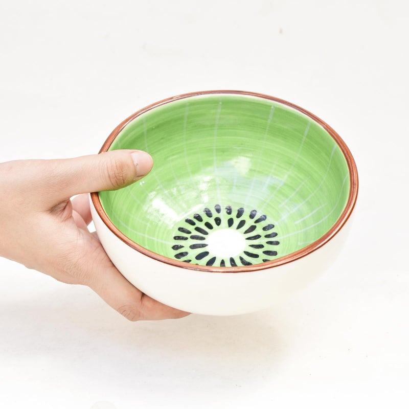 QSHI Studio Adorable Handmade - Kiwi 300ML Ceramic Bowl Dishwasher & Microwave Safe Bowl Mixing Bowl for Snacks, Pasta, Rice, Dal, Fruits, Salad, Noodles, Maggi Speckle (Set of 1) - Image 5