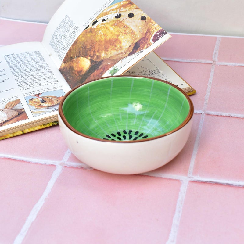 QSHI Studio Adorable Handmade - Kiwi 300ML Ceramic Bowl Dishwasher & Microwave Safe Bowl Mixing Bowl for Snacks, Pasta, Rice, Dal, Fruits, Salad, Noodles, Maggi Speckle (Set of 1) - Image 1