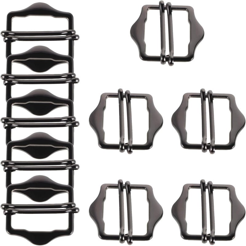 10pcs Smooth Double-needle Hexagon Buckles 3cm Inner Diameter Gunmetal Color for Back Waist Strap Vest Backpack Replacement Sewing Mini Buckles - Image 1
