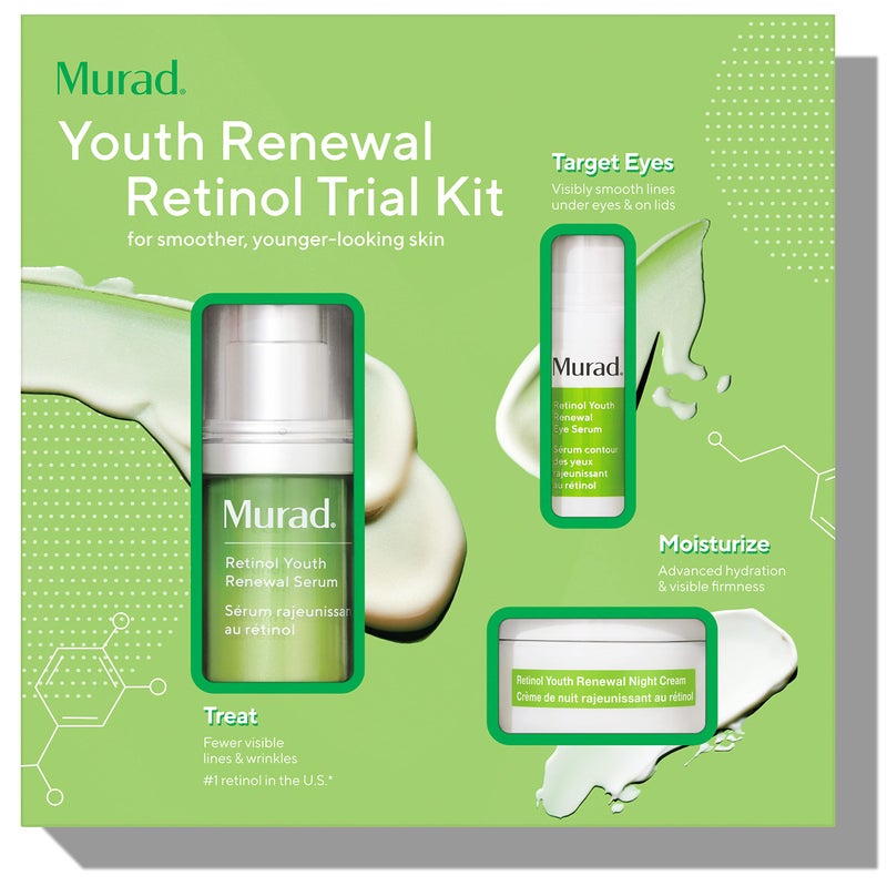 Murad Youth Renewal Retinol Trial Kit  3Piece TrialSize Kit 102 Value  AntiAging Retinol Skincare Set  Serum for Face Eye Serum  Night Cream