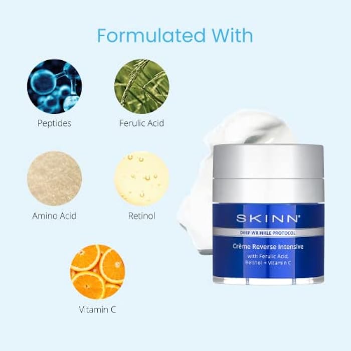 SKINN Crème Reverse with Ferulic Acid, Retinol and Vitamin C-Crème Reverse Intensive-Anti-Aging Cream with Hyaluronic Acid to Plump Skin Vitamin C Help to Improving Tone, Firmness of Skin - Image 5