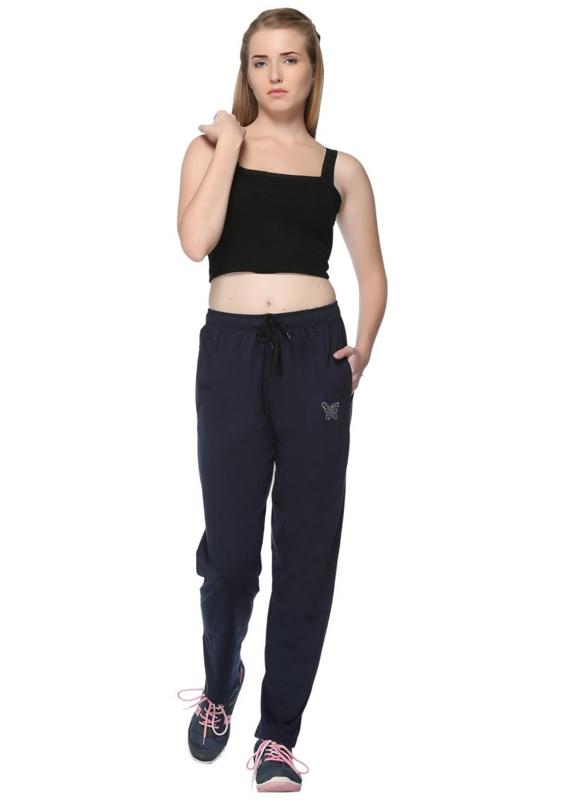 CUPID Women Relaxed Fit Cotton Sportswear Lounge Pants, Comfortable Track Pant, Lower, Sports Trouser, Joggers N Daily Gym Wear for Ladies_Navy Blue_Medium - Image 3