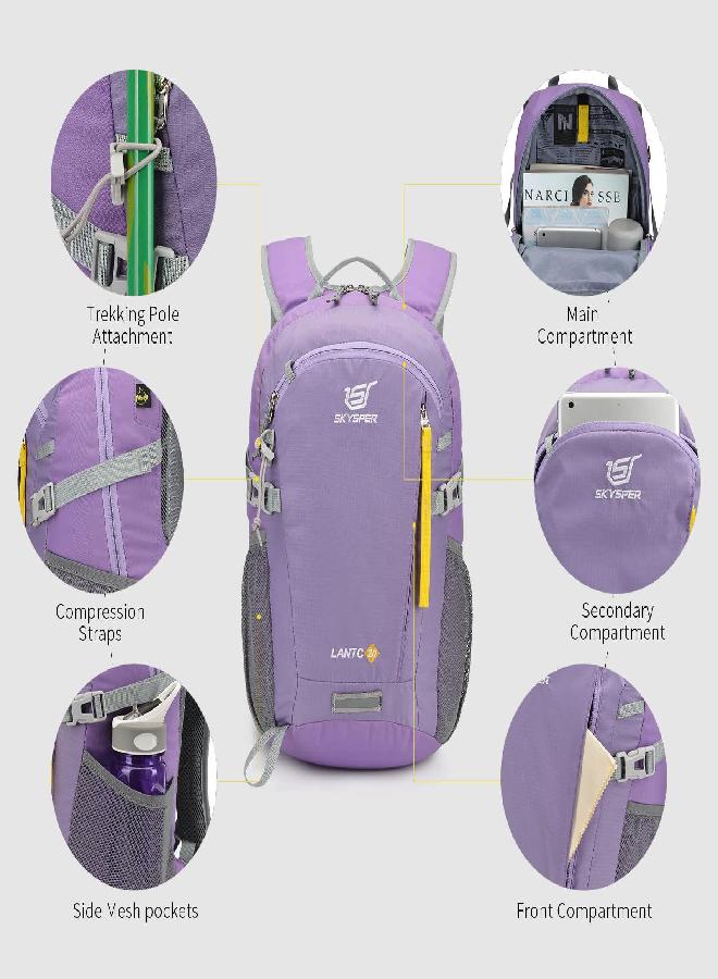SKYSPER SKYSPER Small Hiking Backpack, 20L Lightweight Travel Backpacks Waterproof Hiking Daypack for Women Men(Purple)  - Image 4