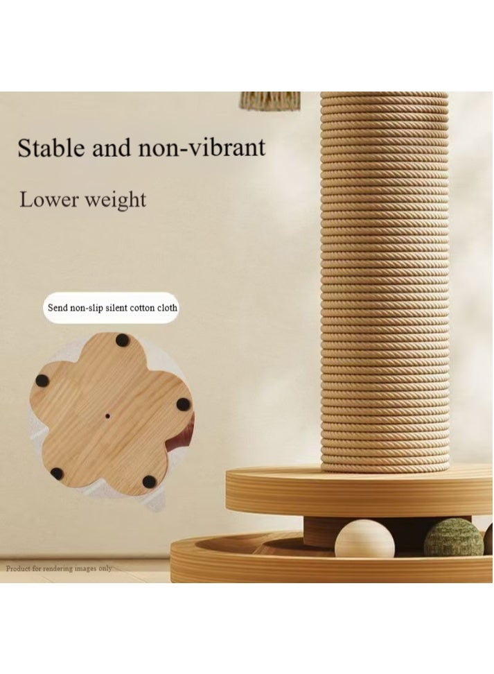 Pet Solid Wood Cat Scratching Post with Rolling Track - Multifunctional Cat Activity Center - Image 5