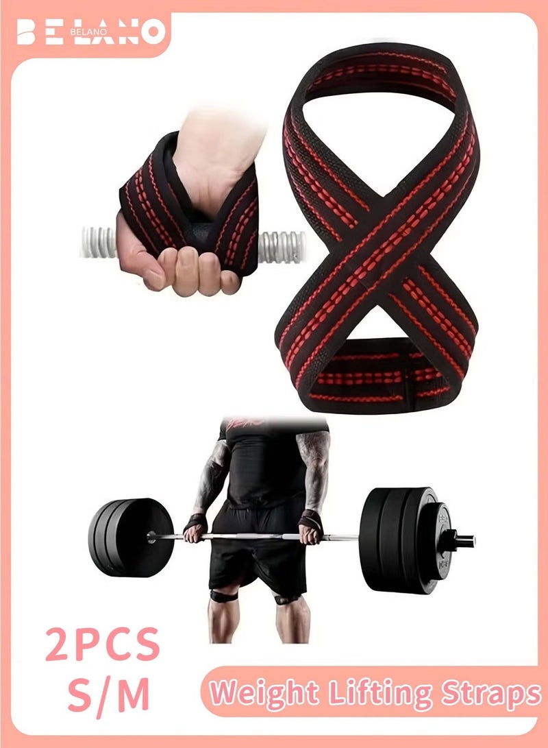 BELANO Figure 8 Lifting Straps for Weightlifting, Non-Slip Heavy Duty Gym Wrist Wraps with Cuffs, Grip Support for Deadlifts & Power Training - Image 1