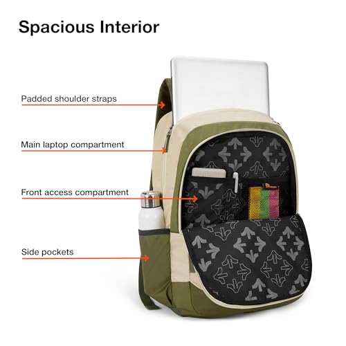 Nasher Miles Technology 3 Compartment Laptop Backpack 31 Liters Polyester with Raincover| Front Organiser Ideal for College, School Bags for Boys & Girls (Olive) - Image 3