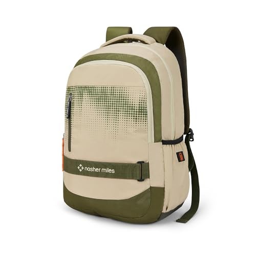 Nasher Miles Technology 3 Compartment Laptop Backpack 31 Liters Polyester with Raincover| Front Organiser Ideal for College, School Bags for Boys & Girls (Olive) - Image 1