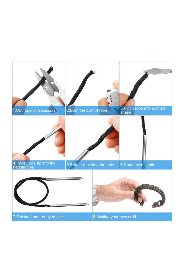 SYOSI Knotter Tools, Stainless Steel Paracord Lacin Needles and Smoothing Tool for Leather or Paracord Work, Waterproof Cloth Bag, Sewing Scissor, Tweezers  - Image 4