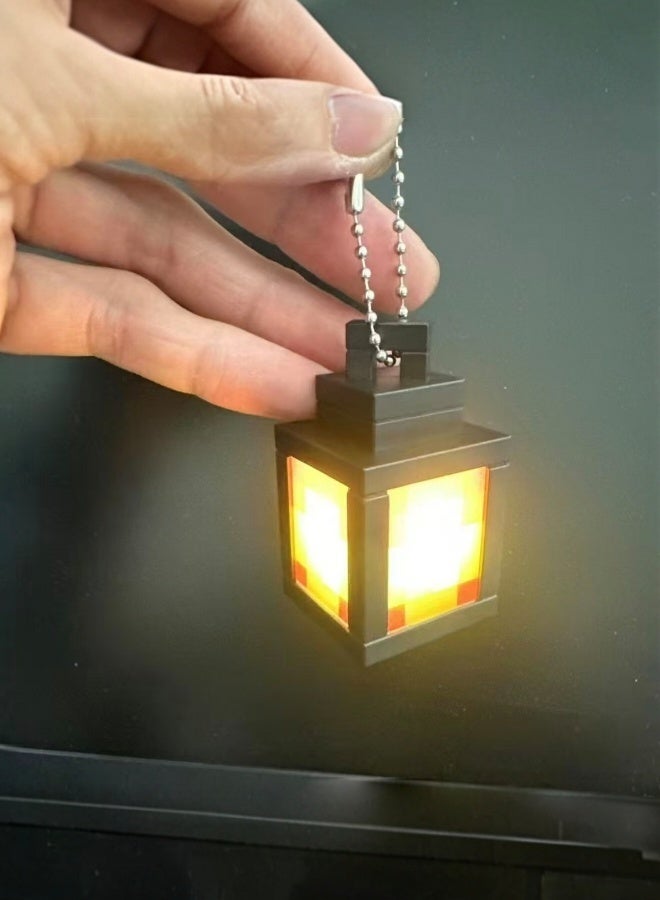 Minecraft Pixelated Lantern Keychain Night Light USB Rechargeable Portable LED Lamp for Bedroom Travel and Collectors - Image 1