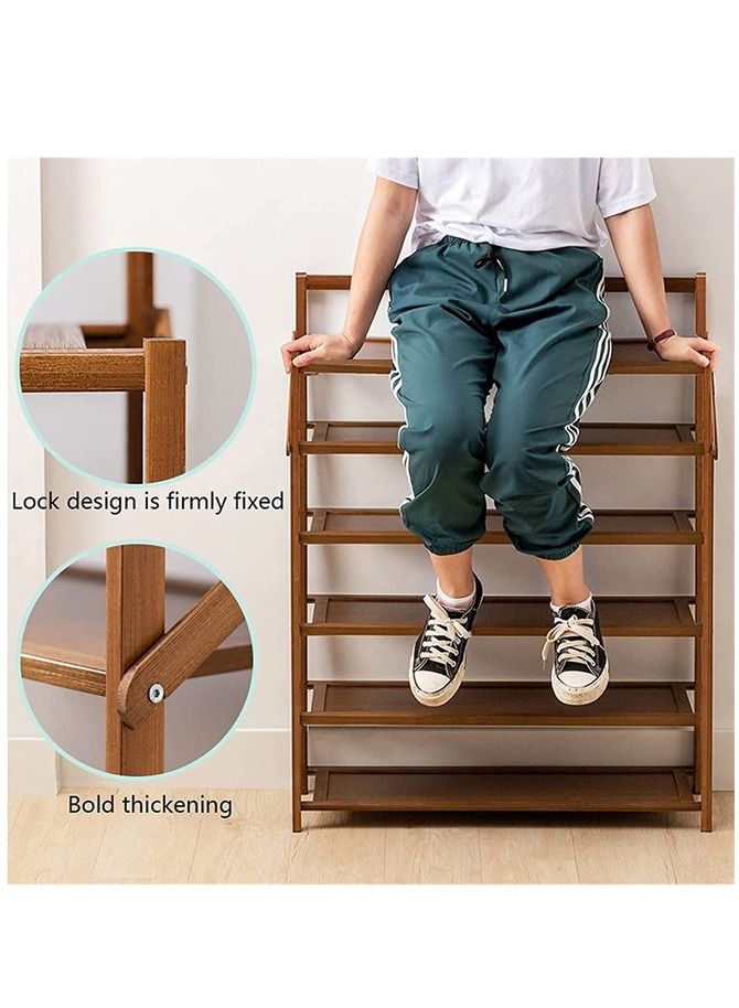 Generic FFD Wooden Foldable Shoe Rack Cabinet Multi Layer Storage Organizer Freestanding Bench Boot Storage Shelf Entryway Shoe Tower Shelf Multi Function Storage Shelf    (6 Floor) - Image 3