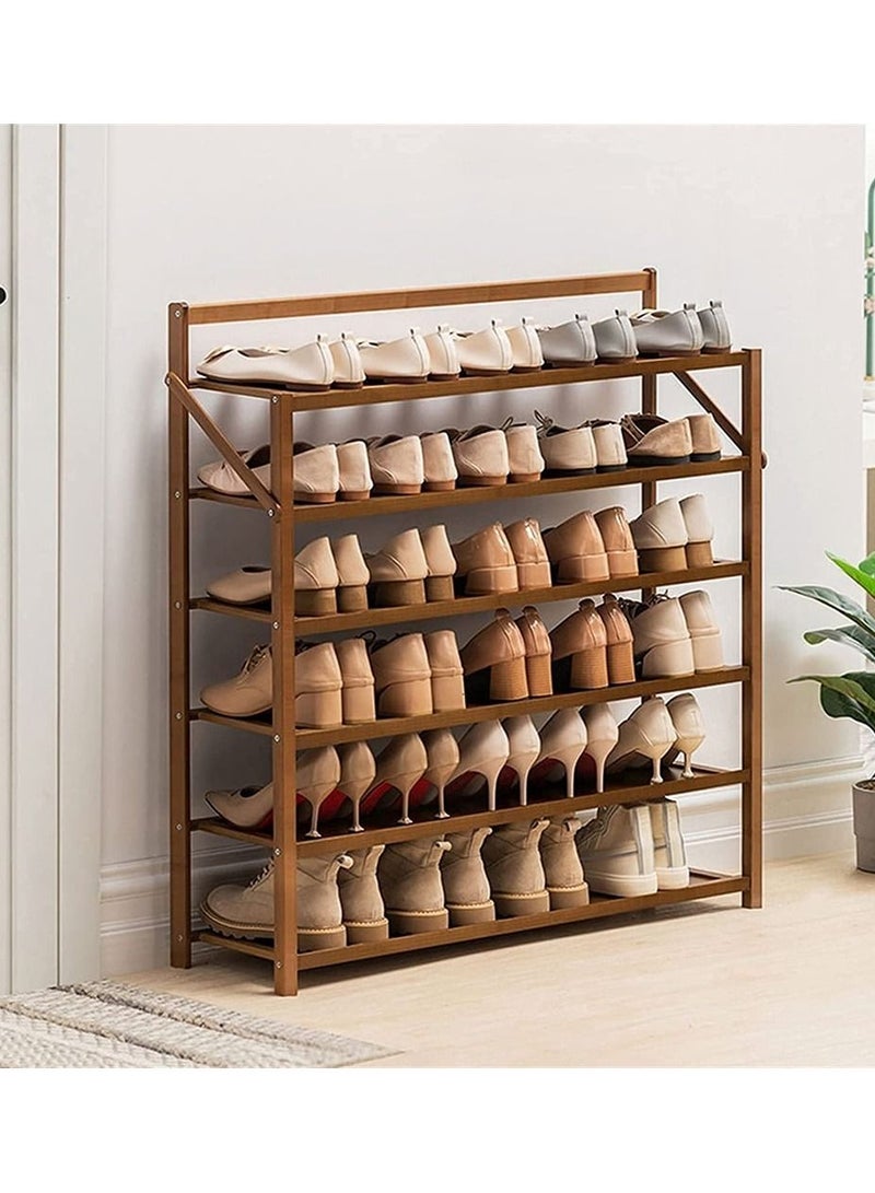 Generic FFD Wooden Foldable Shoe Rack Cabinet Multi Layer Storage Organizer Freestanding Bench Boot Storage Shelf Entryway Shoe Tower Shelf Multi Function Storage Shelf    (6 Floor) - Image 1