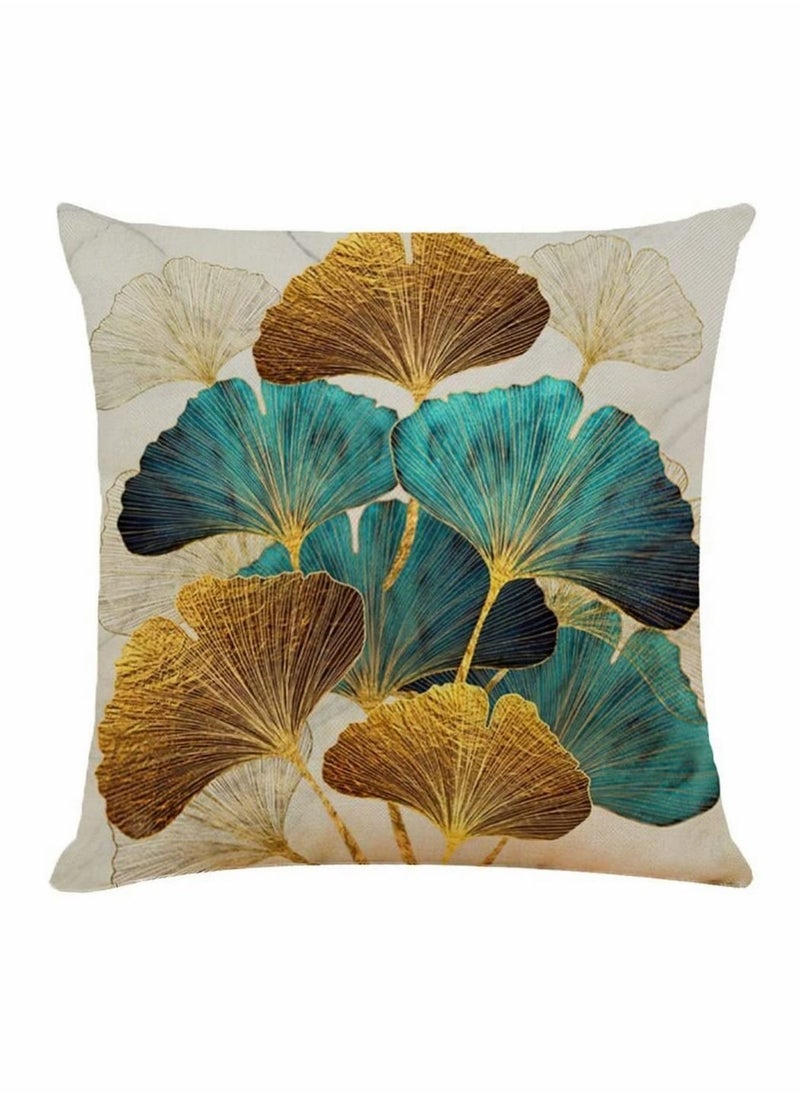 Y&D Cushion Covers, Throw Pillow Linen Square Couch Bed Pillowcases, Green, Gold Leaves, for Living Room Sofa, 45cm x (18x18 inch) 4 PCS  - Image 5
