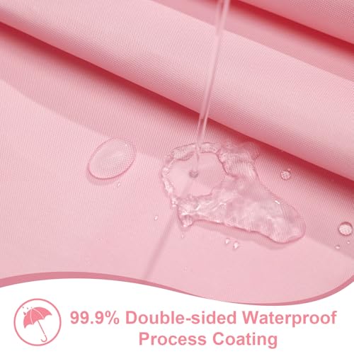 ORTIGIA Pink Scalloped Shower Curtain, Cute Pink Ruffle Shower Curtains Boho Pretty Aesthetic Preppy Waterproof Fabric Girls Bath Bathroom Decor with Metal Hook 72 W x 72 H Inch - Image 4
