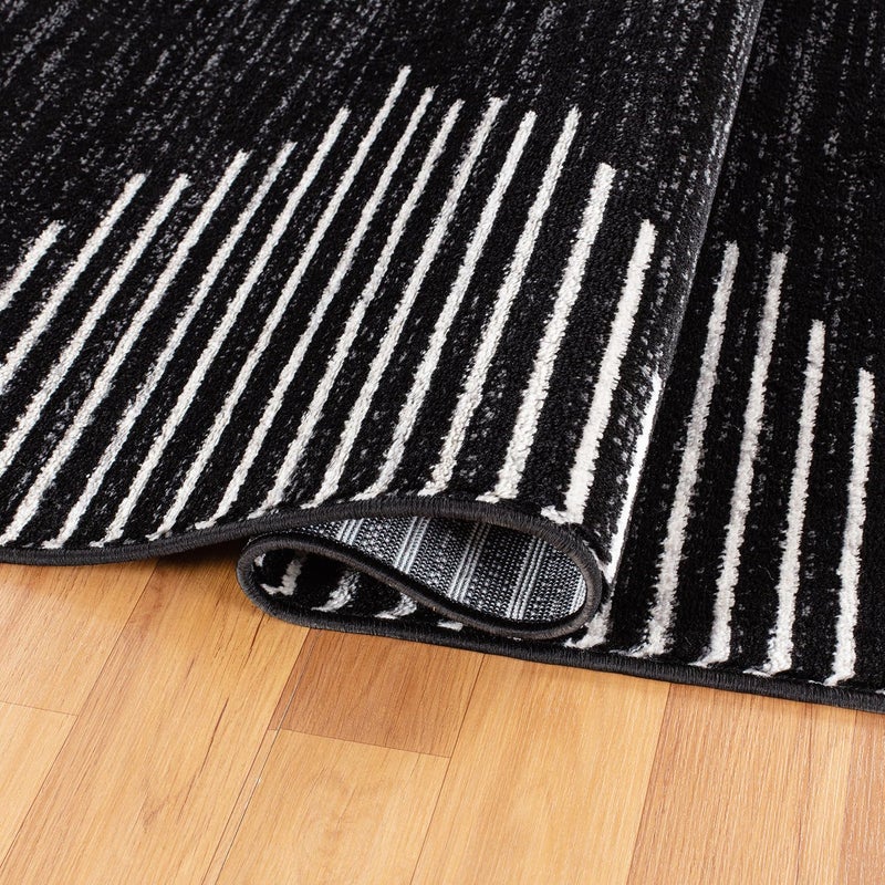 Rugshop Bohemian Stripe Stain Resistant High Traffic Living Room Kitchen Bedroom Dining Home Office Area Rug 3'3" x 5' Black - Image 4