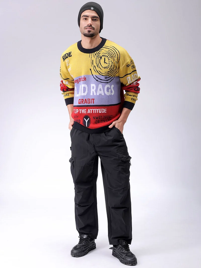 The Indian Garage Co Men Oversized Graphic Crew Neck Sweater