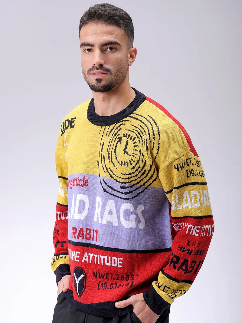The Indian Garage Co Men Oversized Graphic Crew Neck Sweater