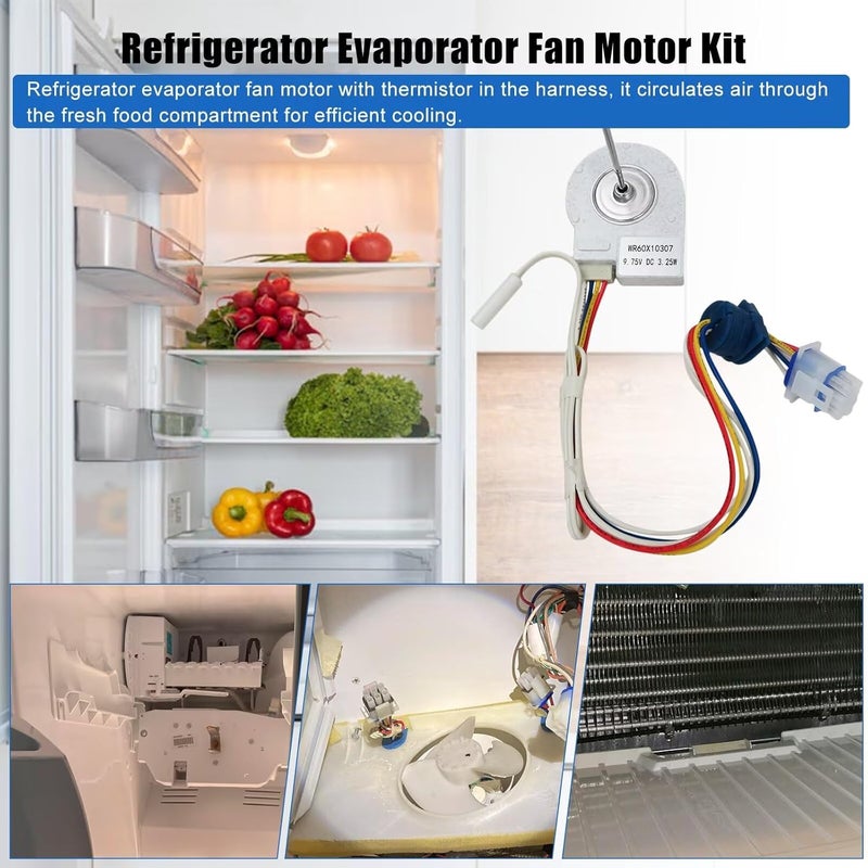 GE Refrigerator Evaporator Fan Motor WR60X10307 Replacement Part - Image 4