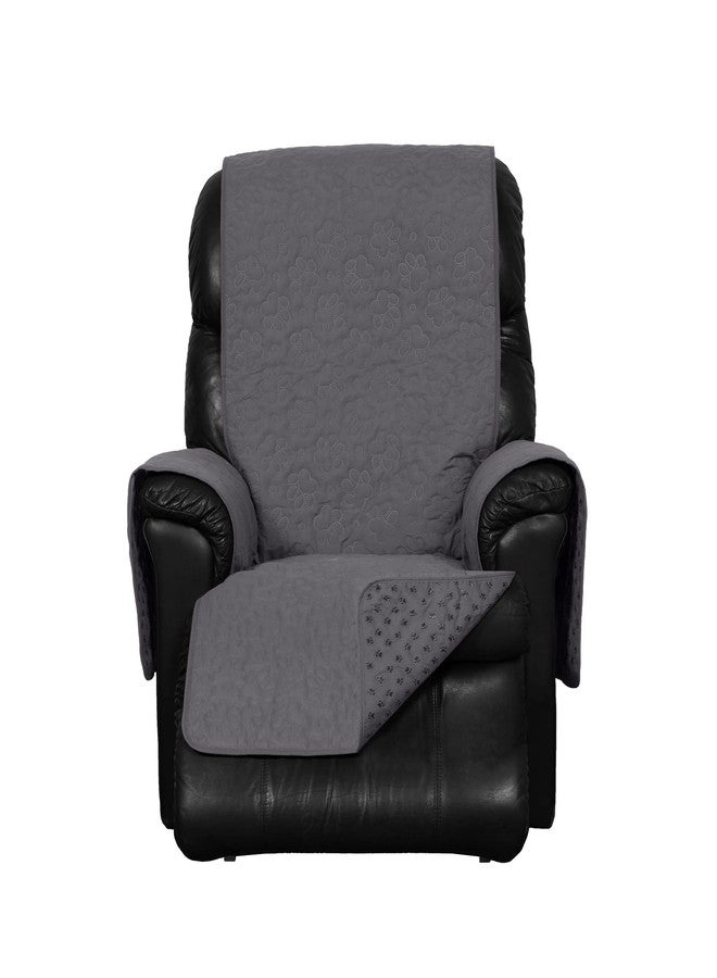 غطاء كرسي استرخاء مقاوم للماء وغير قابل للانزلاق من فورهافن، مزود بجيوب جانبية، مناسب للكلاب والقطط والأطفال - غطاء أثاث غرفة المعيشة بنقشة مخالب مبطنة - رمادي، كرسي استرخاء - Image 3