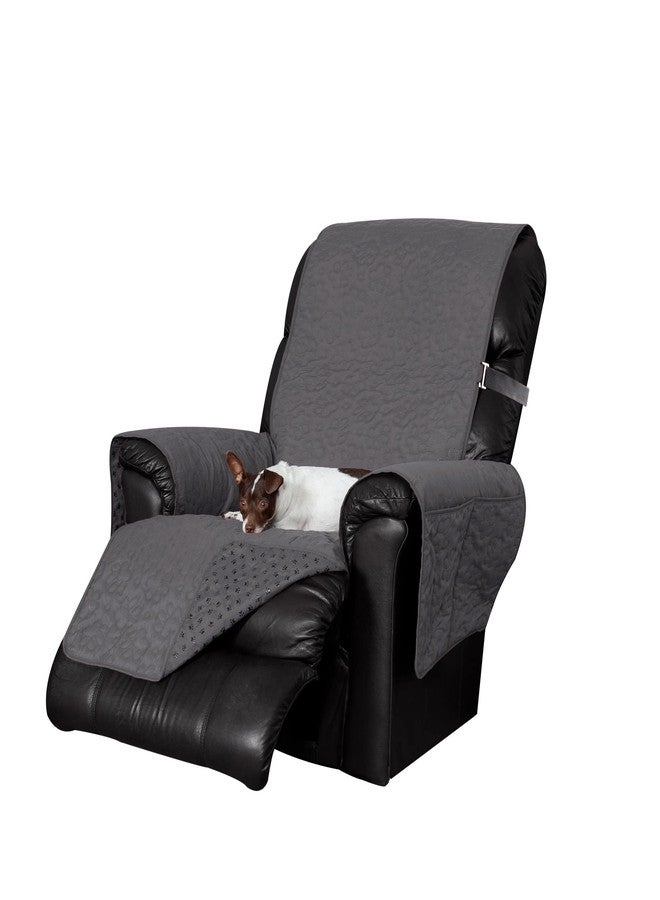 غطاء كرسي استرخاء مقاوم للماء وغير قابل للانزلاق من فورهافن، مزود بجيوب جانبية، مناسب للكلاب والقطط والأطفال - غطاء أثاث غرفة المعيشة بنقشة مخالب مبطنة - رمادي، كرسي استرخاء - Image 1