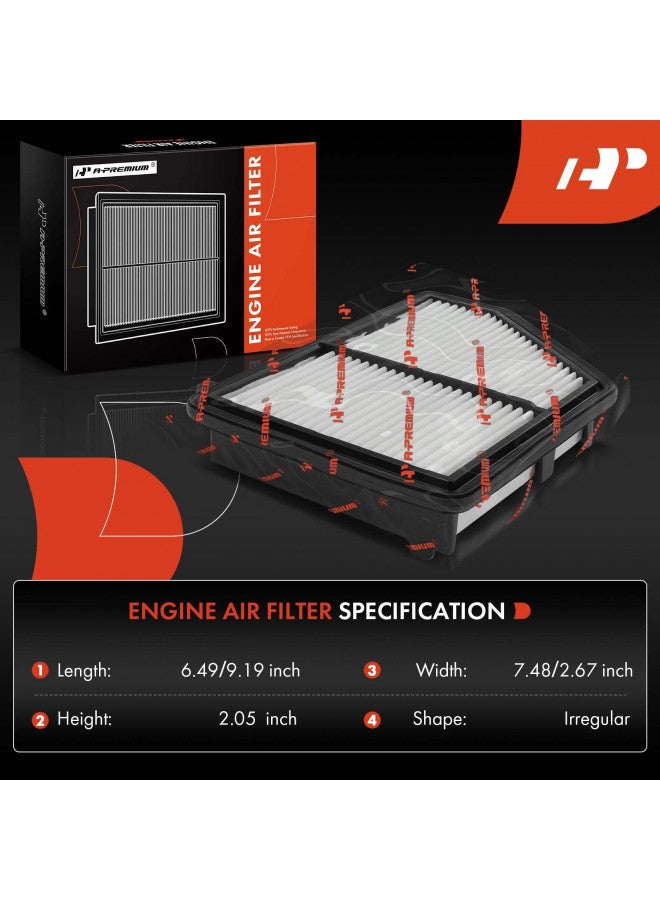 A-Premium A-Premium Engine Air Filter Compatible with Honda Vehicles - Civic 2016 2017 2018 2019 2020 2021 2022 2023, HR-V 2023 - Naturally Aspirated Only - L4 2.0L - Replace# 17220-5BA-A00  - Image 1
