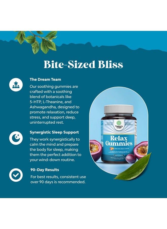 Calming Gummies for Adults with Ashwagandha and Magnesium - Relaxing Stress Gummies with L Theanine 5HTP and Lemon Balm Extract - Adaptogenic Gummies with Chamomile Extract and Vitamin B6 - 180 Count