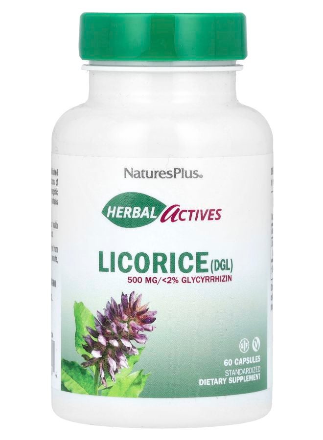 Herbal Actives Licorice (DGL) 500 mg 60 Capsules