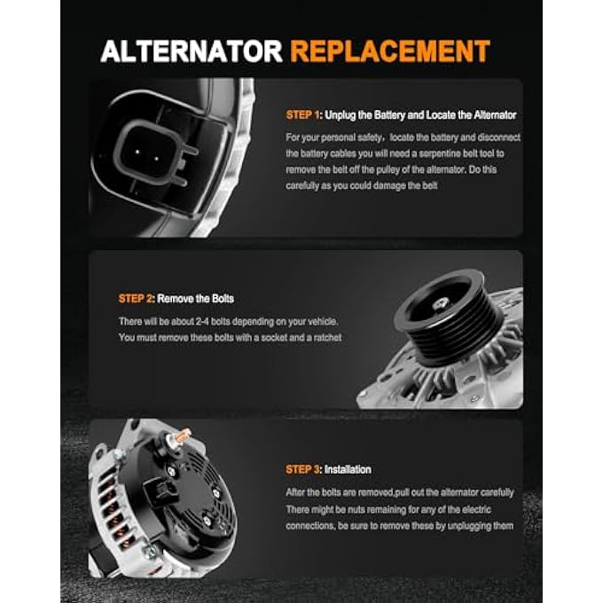 ASAPE New Alternator Fit for 2014 for Chrysler 300 5.7L 2011-2016 for Dodge Durango 5.7L 2012-2014 for Chrysler 300 6.4L 2012-2015 for Jeep Grand Cherokee 6.4L 5.7L, Replace OE 11576 421000-7031 421000-7030 - Image 5