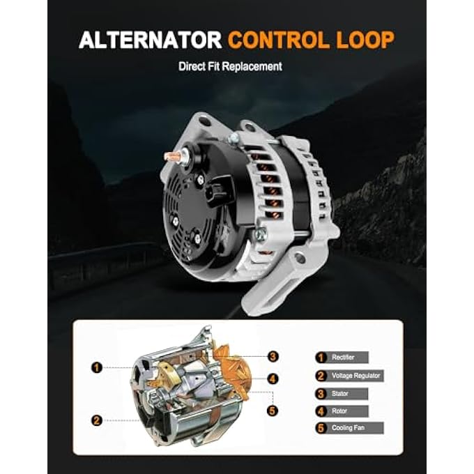 ASAPE New Alternator Fit for 2014 for Chrysler 300 5.7L 2011-2016 for Dodge Durango 5.7L 2012-2014 for Chrysler 300 6.4L 2012-2015 for Jeep Grand Cherokee 6.4L 5.7L, Replace OE 11576 421000-7031 421000-7030 - Image 3