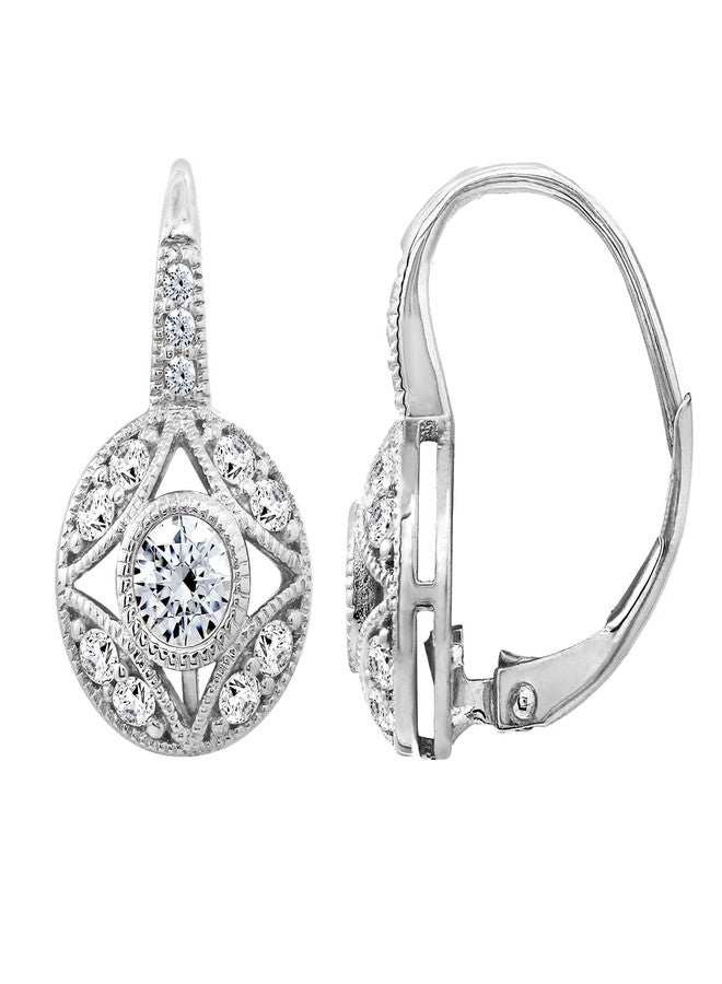 ديامون بليس أقراط DIAMONBLISS مطلية بالذهب الأصفر/الذهب الوردي/الروديوم، مصنوعة من الفضة الإسترليني، مرصعة بالزركونيا المكعبة عيار 1 قيراط، بتصميم عتيق، مزودة بمشبك خلفي - Image 1