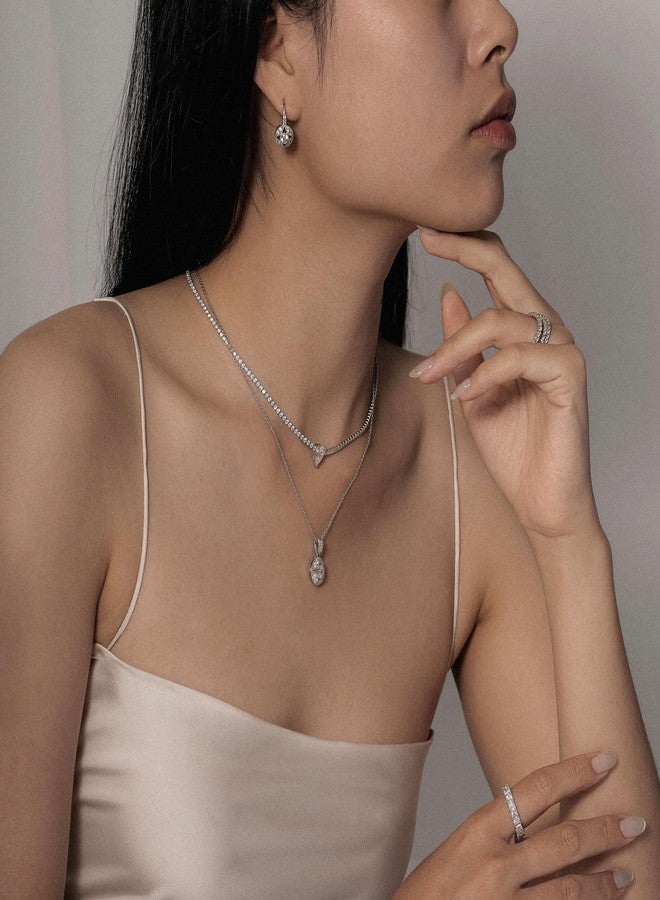 ديامون بليس أقراط DIAMONBLISS مطلية بالذهب الأصفر/الذهب الوردي/الروديوم، مصنوعة من الفضة الإسترليني، مرصعة بالزركونيا المكعبة عيار 1 قيراط، بتصميم عتيق، مزودة بمشبك خلفي - Image 4