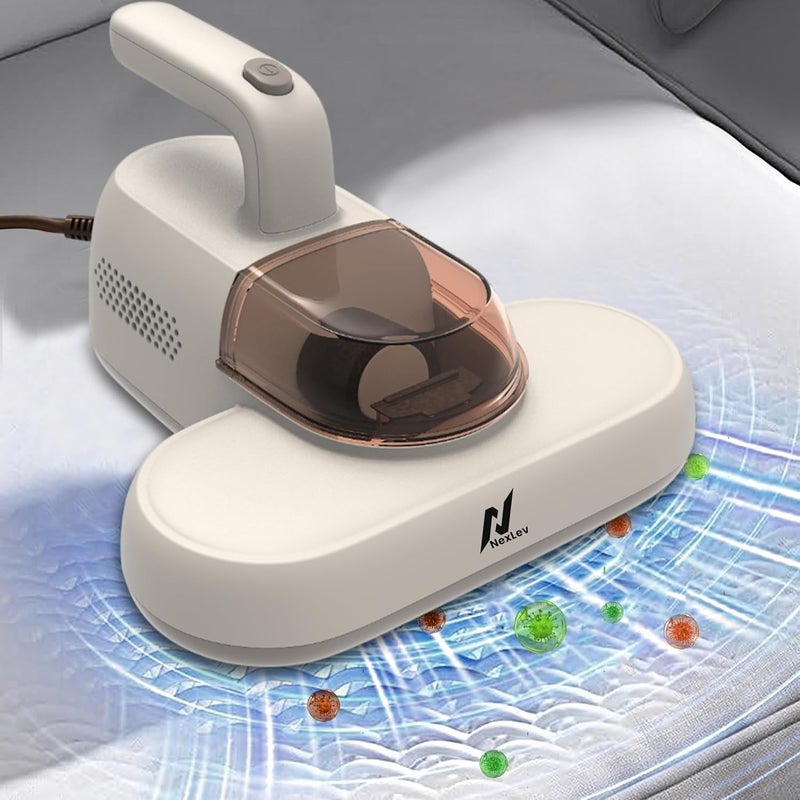 nexlev مكنسة كهربائية للمفروشات والسجاد | لمكافحة عث الغبار، والمواد المسببة للحساسية وشعر الحيوانات الأليفة | تنظيف 4 خطوات مع اهتزاز مزدوج، ضوء UV، إزالة الرطوبة وشفط | HEPA تلتقط 99.99% من الغبار | MR-01 - Image 1