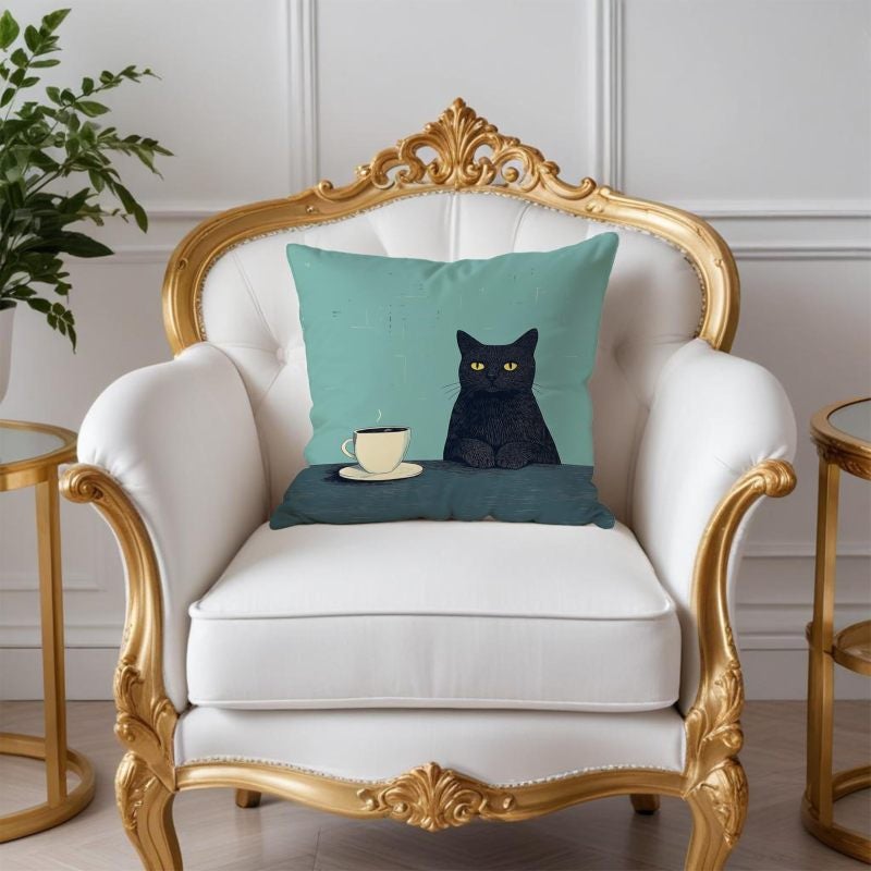 Cat Pillow Cover: Blue Premium Flannel Soft Touch - Concealed Invisible Zipper Decorative Pillow Case for Cat Lovers Home Bedroom Living Room Decor - Image 2