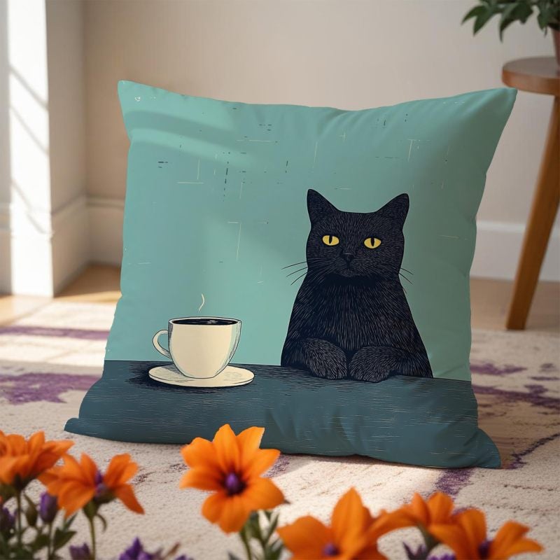 Cat Pillow Cover: Blue Premium Flannel Soft Touch - Concealed Invisible Zipper Decorative Pillow Case for Cat Lovers Home Bedroom Living Room Decor - Image 5