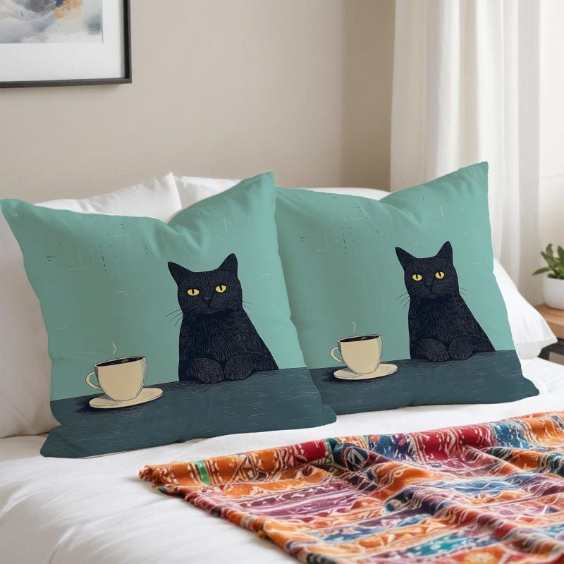 Cat Pillow Cover: Blue Premium Flannel Soft Touch - Concealed Invisible Zipper Decorative Pillow Case for Cat Lovers Home Bedroom Living Room Decor - Image 3