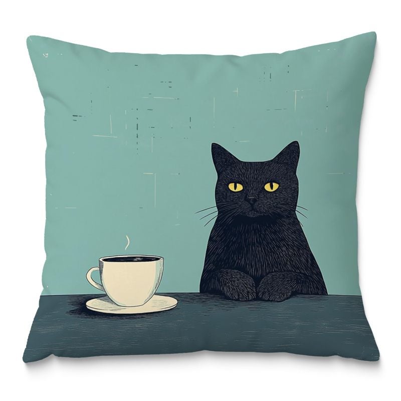 Cat Pillow Cover: Blue Premium Flannel Soft Touch - Concealed Invisible Zipper Decorative Pillow Case for Cat Lovers Home Bedroom Living Room Decor - Image 1
