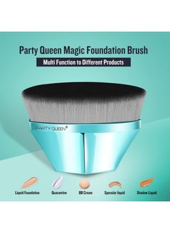 PARTY QUEEN Foundation Makeup Brushes Flawless Magic Kabuki Face Brush Flat Top For Powder Blending Liquid Or Cream Cosmetics With Portable Case Brochas De Maquillaje (Green)  - Image 4