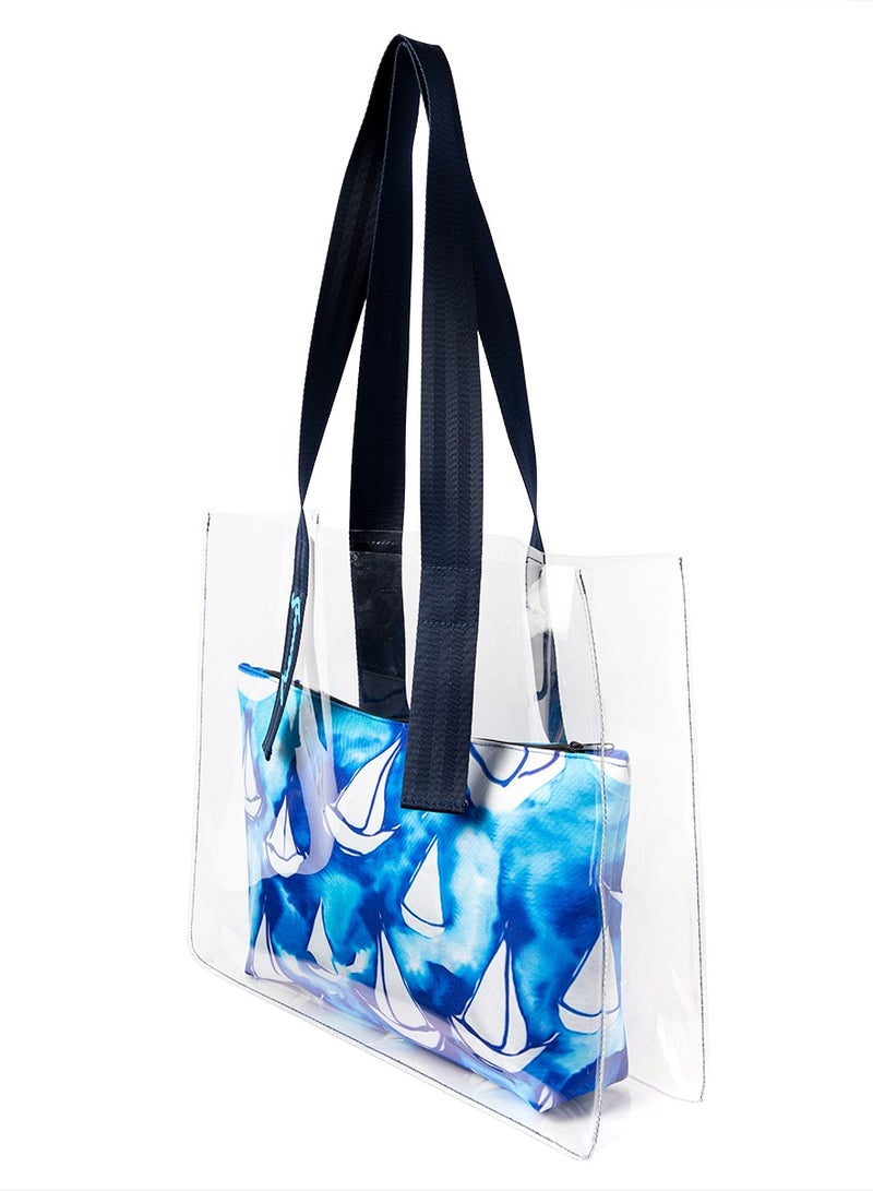 Anemoss Clear Tote Bag Clutch Purse Combo, Large Beach Bag, Waterproof Beach Tote, Transparent See Through Clear Bags for Women, Carrying to Beach, Pool, Shopping and Travel, Made in Turkey - Image 3