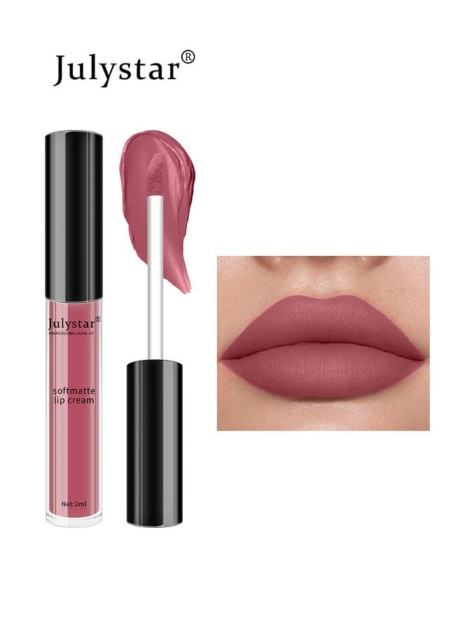 Julystar Soft Matte Lip,Liquid Matte Nude Lipstick-Lip Stain Makeup For Women 24 Hours Lipstick Long Lasting Portable Multi Use Lipstick（#05）  - Image 1