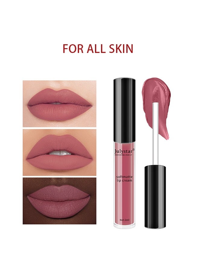 Julystar Soft Matte Lip,Liquid Matte Nude Lipstick-Lip Stain Makeup For Women 24 Hours Lipstick Long Lasting Portable Multi Use Lipstick（#05）  - Image 3