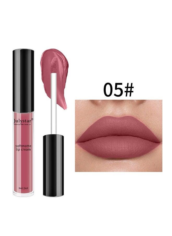 Julystar Soft Matte Lip,Liquid Matte Nude Lipstick-Lip Stain Makeup For Women 24 Hours Lipstick Long Lasting Portable Multi Use Lipstick（#05）  - Image 2