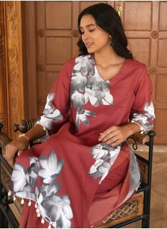  قصة Women's Burnt Sienna Whispering Botanics Kurta Set  - Image 1